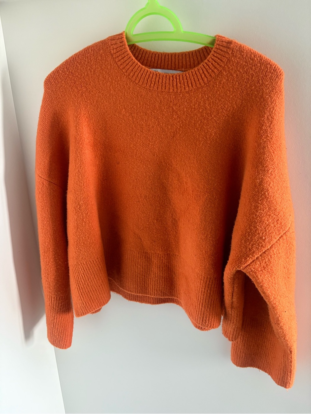 Zara Orange Oversized Crewneck Sweater